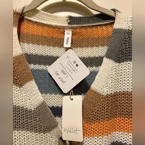 NWT Wishlist Multi Color Striped Cardigan - Picture 2 of 5